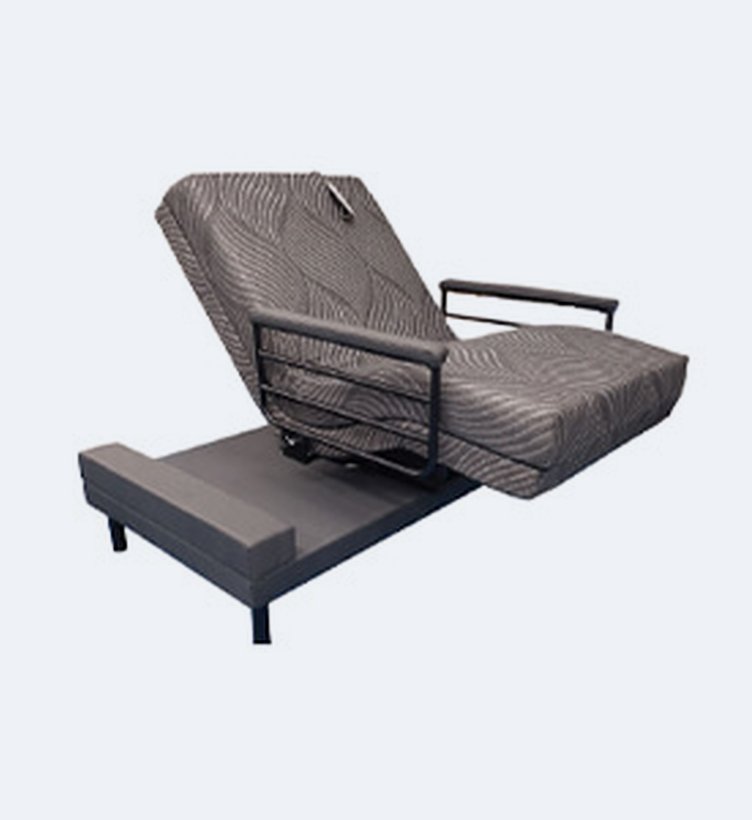 Independence Bed turned to the side with arm rails